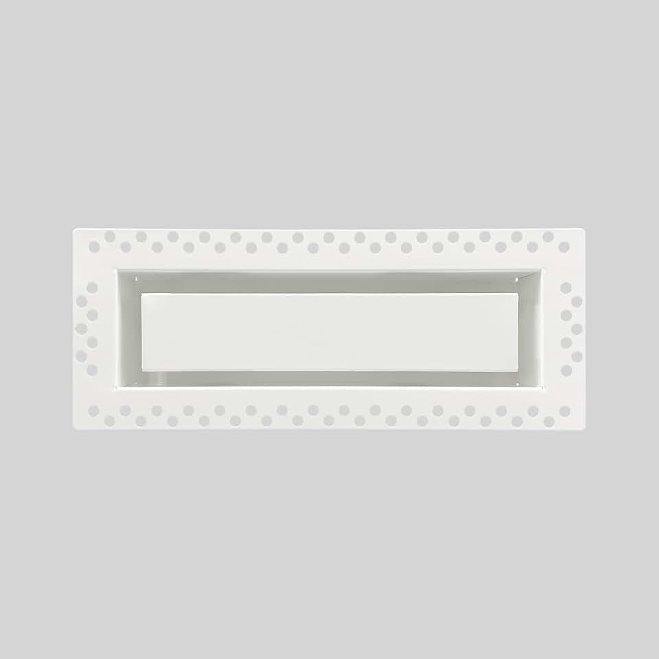 Flush Wall Vent Cover 3x10 Inch for Drywall Vent, Metal Wall-Mounted Air Register Grille, Easy Install, Paintable, (White, 1 Pc, No Manual Damper)
