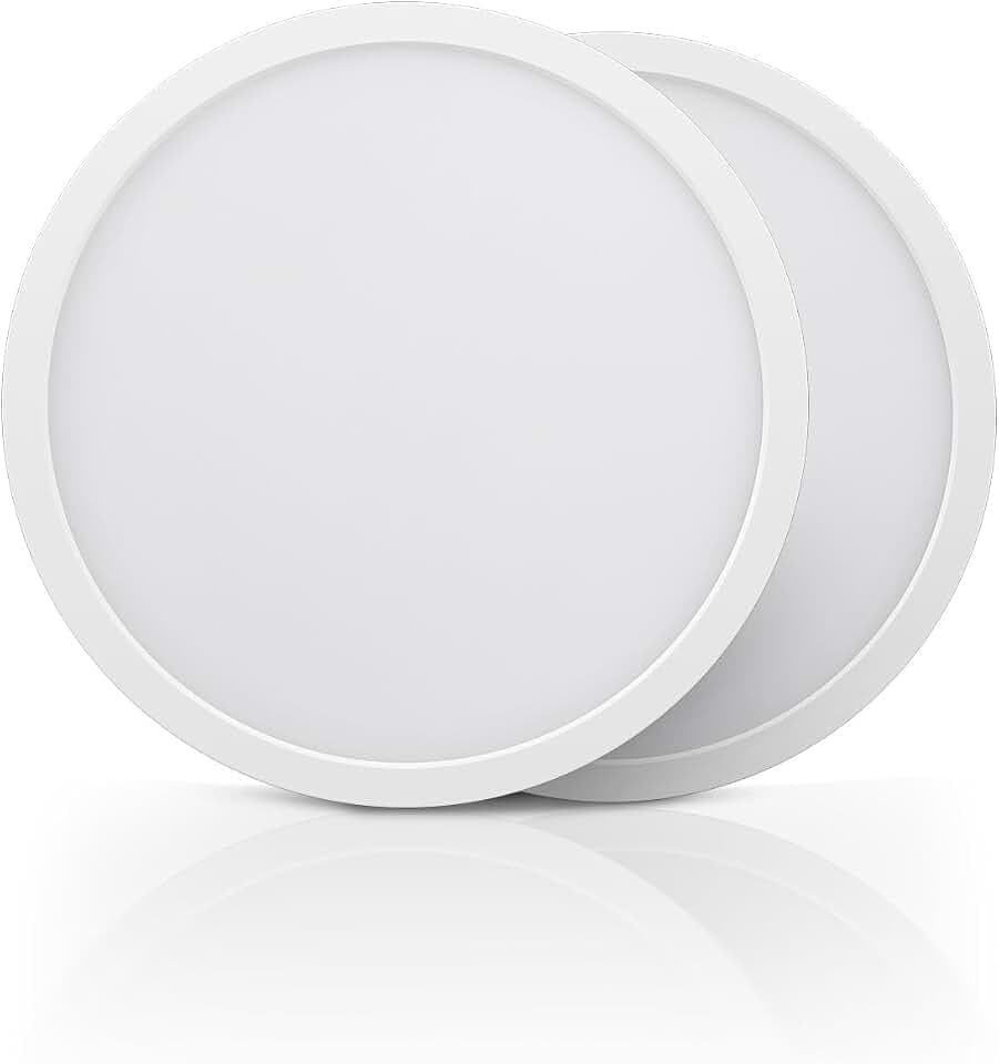 ECOELER 9 inch LED Ceiling Light Fixture, Adjustable Color Temperature (2700/3000/4000/5000/6000K), 24W 1800Lm Flush Mount Light for Kitchen, Stairwell, Porch, Basement - 2 Pack