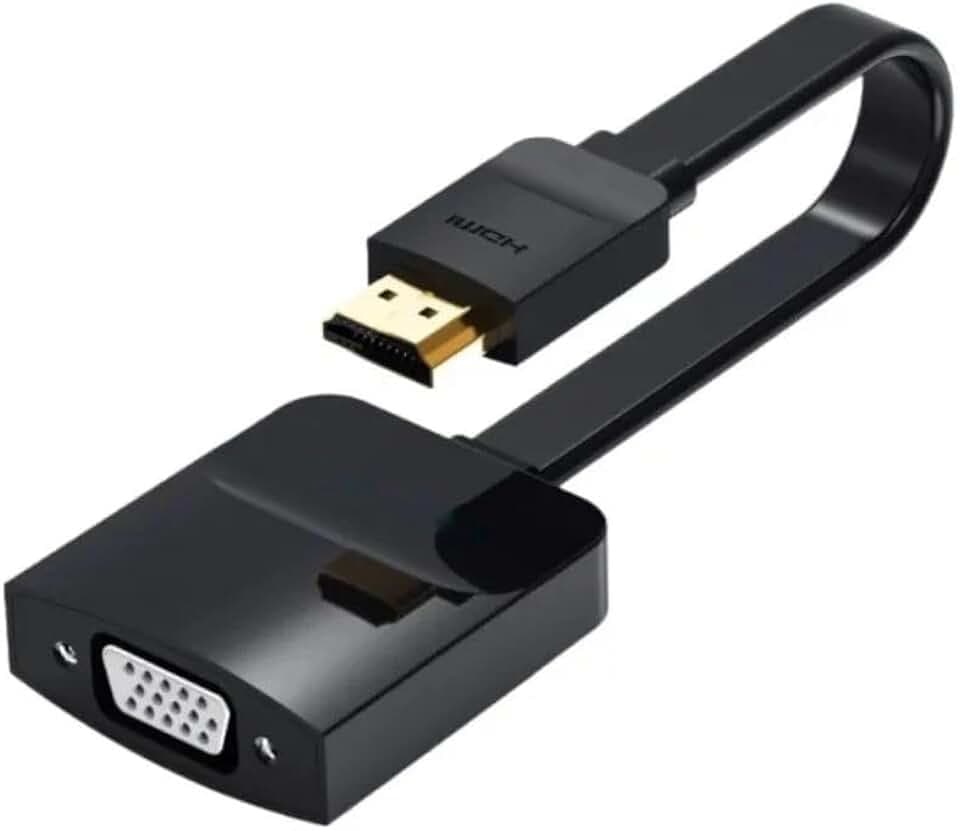 Watio Wave Konverter HDMI zu VGA mit 3,5-mm-Klinkenstecker, Länge 0,15 m, schwarz, ideal für die Übertragung von Video und Audio