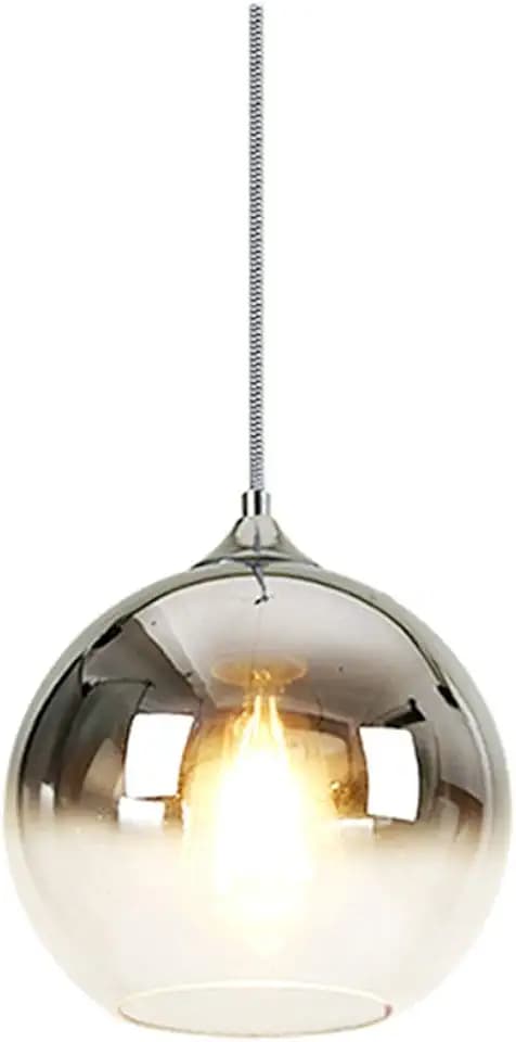 Gradient Silver Glass Globe Pendant Light,Spherical Glass Hanging Light Fixtures Island Ceiling Lamp (11.8'')
