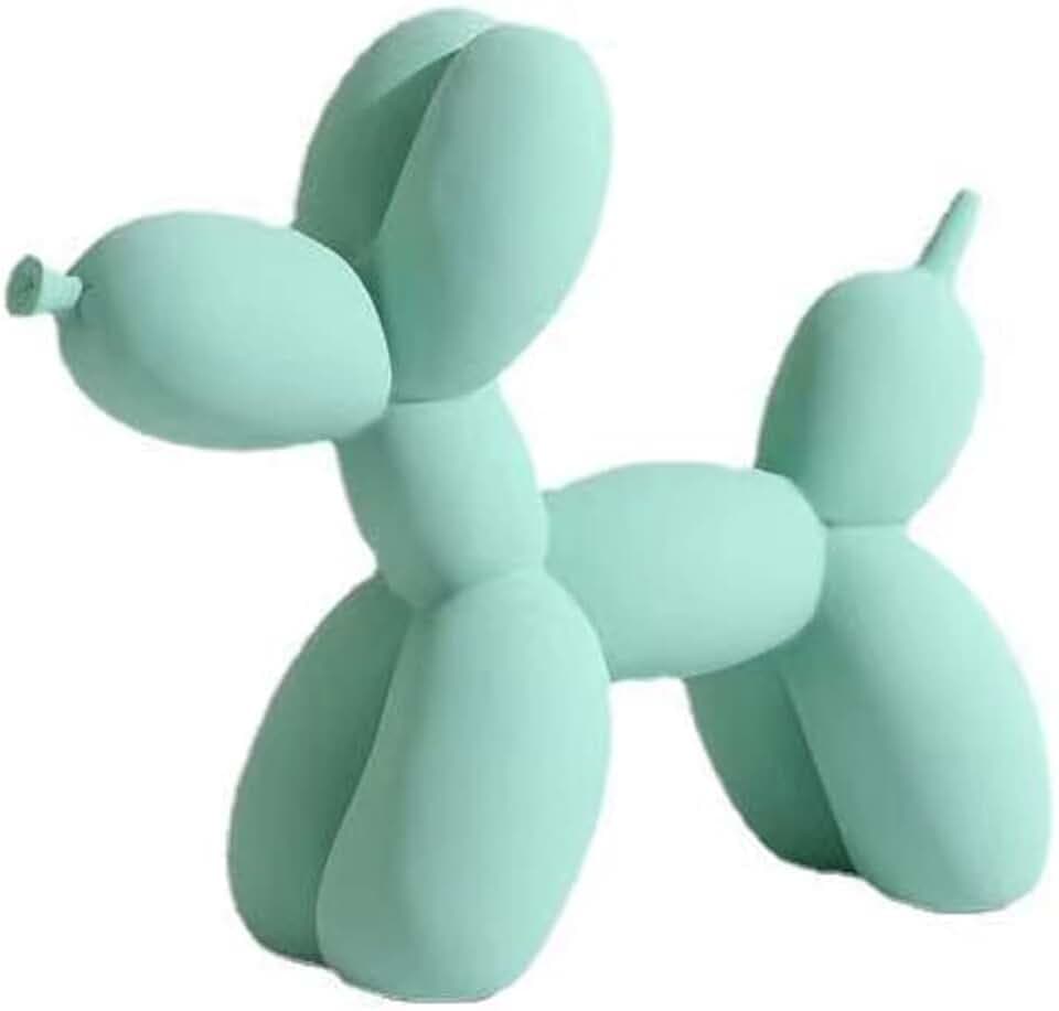 Resin Balloon Dog Sculpture,Creative Cute Animal Crafts Figurine Balloon Dog Shaped Statue Art Sculpture Modern Desktop Ornament Decoration for Home Bedroom Living Room Decor (Light Green,8"x8"x3")