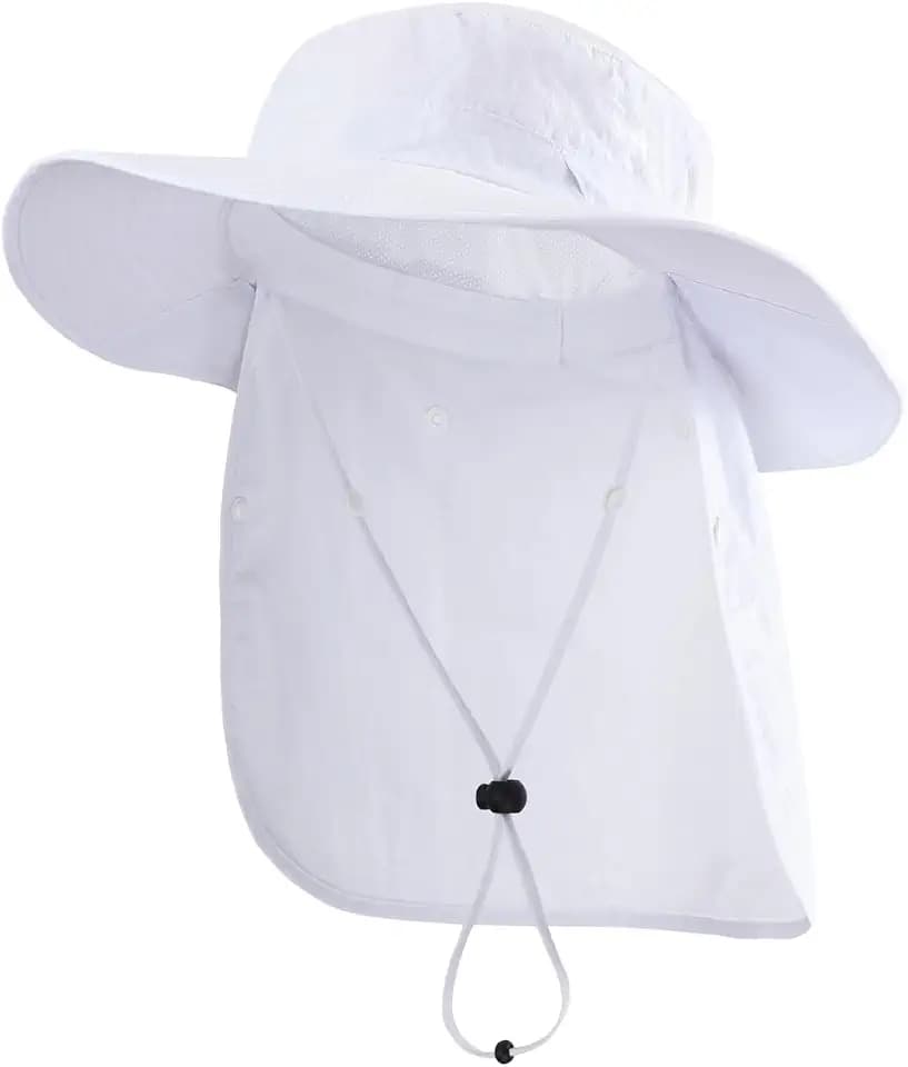 Unisex Sonnenhut mit breiter Krempe, LSF 50+, mit Nackenklappe, atmungsaktiv, Safari-Hut für Outdoor, Angeln, Wandern