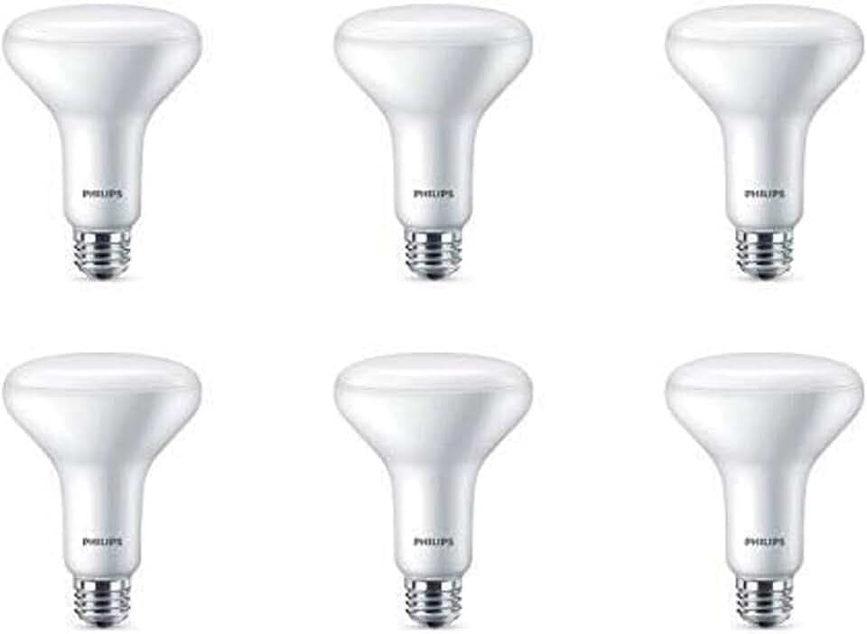 PHILIPS LED 65W BR30 6-Pack Ultra Definition Daylight (5000K) 650 Lumen (7.5W = 65W) Dimmable Frosted Flicker-Free Light Bulbs