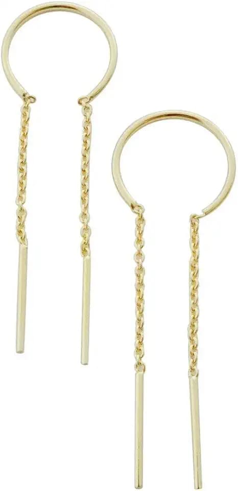 HONEYCAT Threader Drop Bar Chain Earrings in Gold, Rose Gold, or Silver | Minimalist, Delicate Jewelry