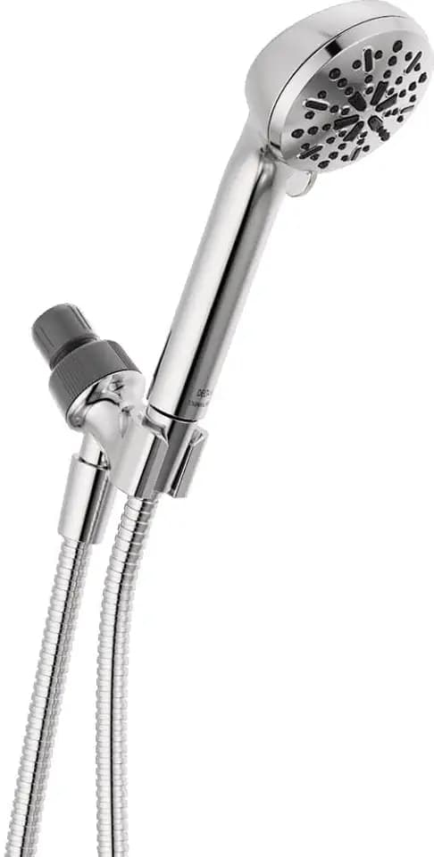Delta Faucet 4-Spray Handheld Shower Head, Chrome Shower Head with Hose, Showerheads & Handheld Showers, Handheld Shower Heads, Detachable Shower Head, Hand Shower 1.75 GPM, Chrome 75413