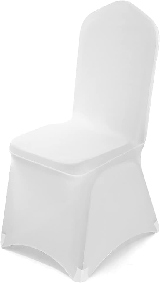 VELPAX Stuhlhussen 50 Stück, Universell Stuhlhussen Weiß Polyester, Elegante Stuhl Stuhlbezüge Elasthan Spandex Waschbarer für Taufe Geburtstag Hochzeit Bankett Dekoration