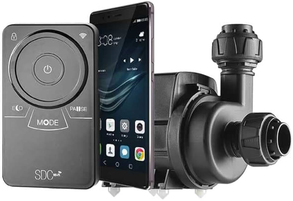 Sicce Syncra SDC Aquarium Pumpe 3.0, Steuerbar mit Controller und/oder App, 6-35 Watt, Einstellbare Fördermenge 1-3 m3/h, Max. Förderhöhe 2,2 Meter, Kabellänge 3 Meter, Schlauchtülle 25/32mm