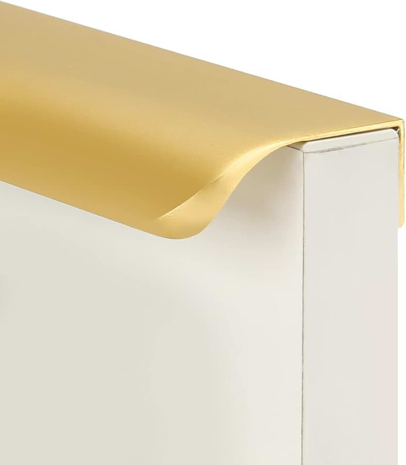 Goldenwarm Matte Gold Cabinet Handles, Finger Pulls Cabinet Edge Pulls 6-1/4 Inch 20 Pack | Brushed Brass Drawer Handles, Flat Drawer Pulls, Smooth Edge Hardware for Kitchen Cupboard