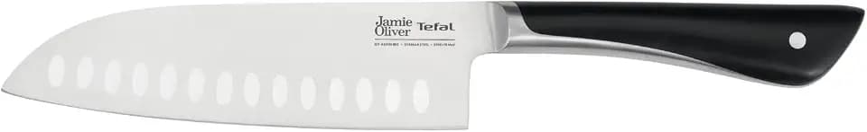 Tefal Jamie Oliver Santokumesser 16,5 cm, hohe Schneideleistung, unverwechselbares Design, widerstandsfähige und langlebige Klingen, Edelstahl, schwarz, K2671556