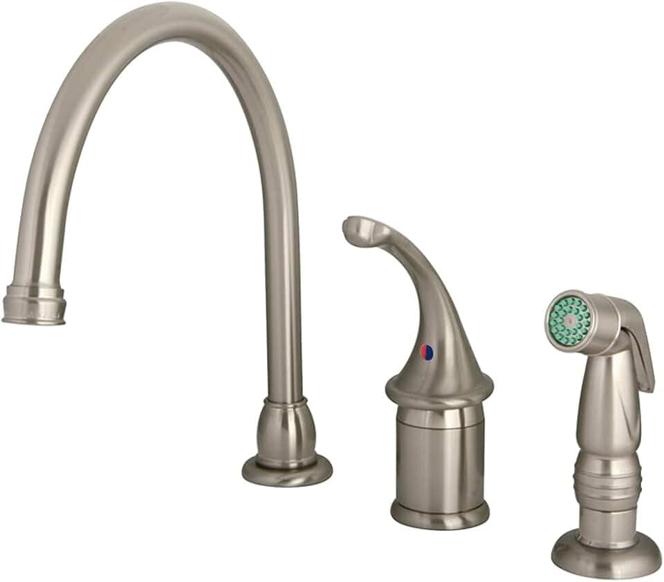 Kingston Brass KB3818GLSP Georgian Kitchen Faucet with Sprayer, 8-3/4-Inch, Brushed Nickel