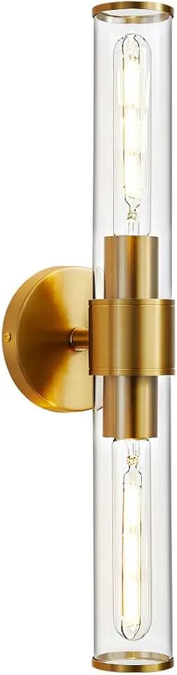 Hardwired Gold Bathroom Vanity Light Clear Glass Wall Sconce
