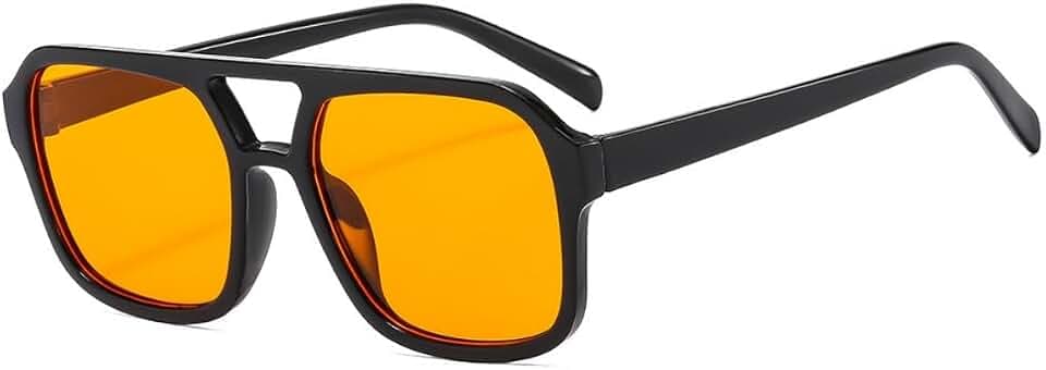 Retro 70s Square Aviator Sunglasses Women Men Vintage Rectangle Sunglasses Flat Frame Trendy Shades