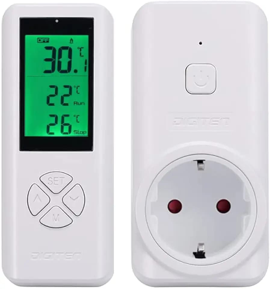 Kabellose Temperaturgesteuerte Steckdose, digitaler Steckerthermostat Auslass mit Fernbedienung, eingebautem Tempsensor, Heizung und Kühlung für Klimaanlagen, Ventilatoren, Heizungen 15A thermostat