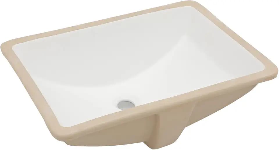Kichae Undermount Bathroom Sink Rectangle 21 x 15 White Ceramic Vanity Sink