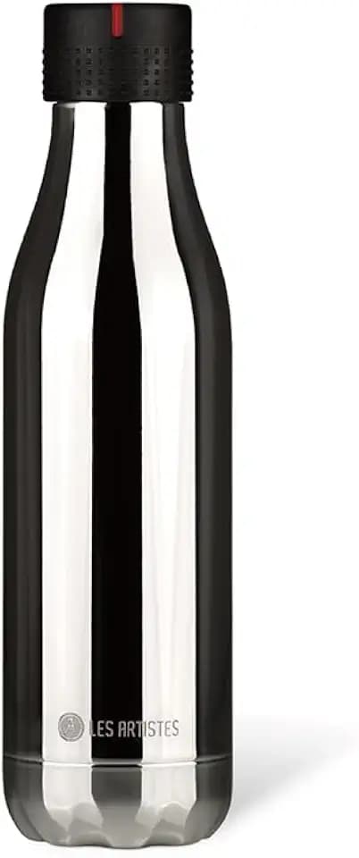 Les Artistes Paris Bottle Up Isolierflasche aus Edelstahl und Polypropylen in der Farbe Crystal Silber 500ml, Maße: 7,05cm x 7,05cm x 25,4cm, A-1972