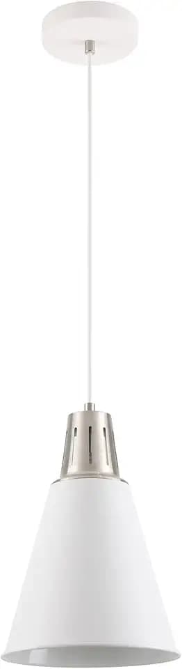 GTV - Pendelleuchte GIANNI Hängeleuchte Deckenlampe E27 weiß silber Kupfer Lampenschirm 22 cm höhenverstellbar Esszimmer Wohnzimmer Küche Beleuchtung modern
