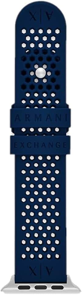 Armani Exchange Herren-Silikonarmband für Apple Watch®, individuelle Passform für 42/44/45 mm mit Einzelknopf-Steckverschluss