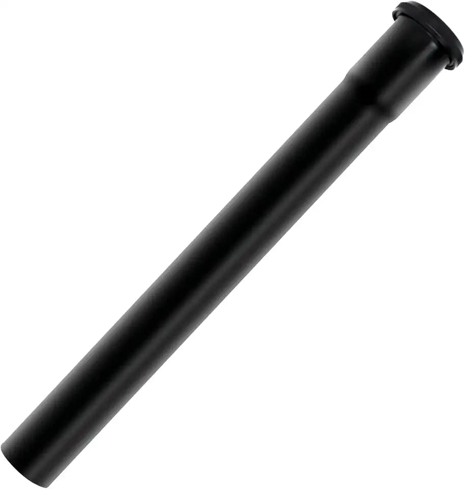 Brass Slip Joint Extension Tube，1-1/4 Inch O.D(32mm) x 12 Inch P Trap Extension Pipe with Nut and Rubber Washer, Sink Drain Tailpiece for Bathroom Kitchen(Matte Black)