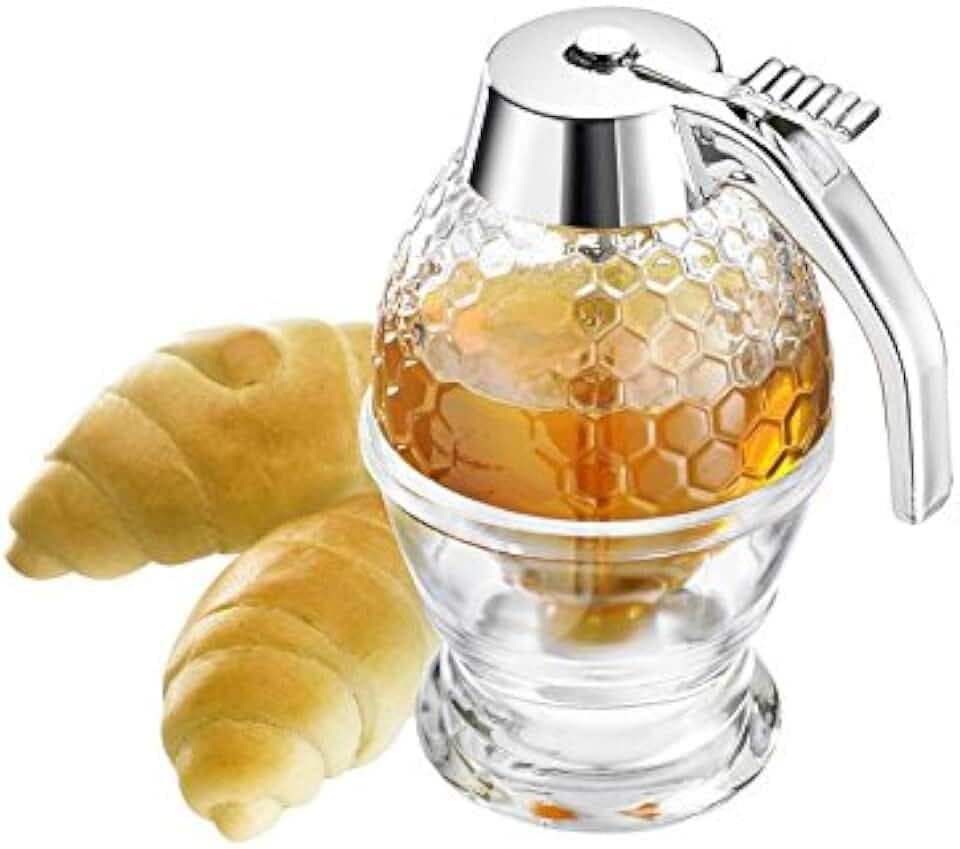 Winterworm Honigspender flüssig Acryl Spender Vintage Bienenstock Spender Druckspender ohne Tropfen