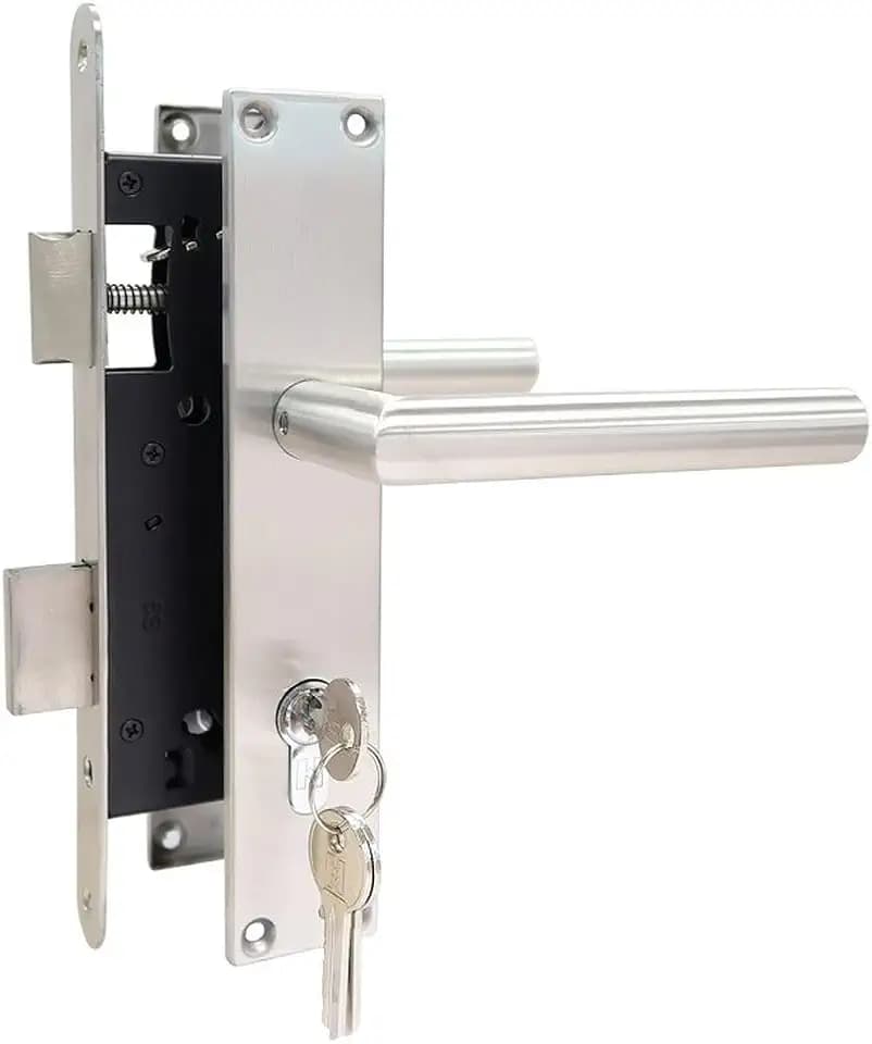 Einsteckschloss Gartentor links/rechts 72/45 mm Set Edelstahl Griffe Türschild Zylinder 35/35 3 Schlüssel Schloss Gartentür