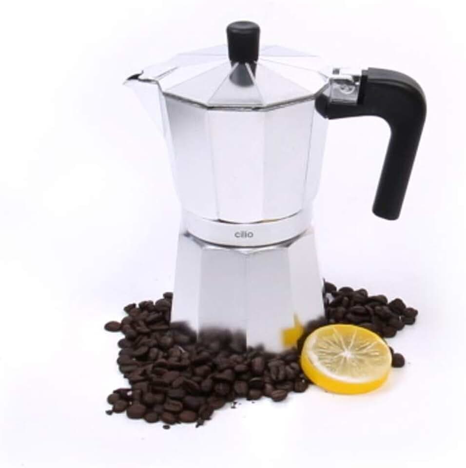 Cilio Espressokocher Classico für 6 Tassen | Induktion geeignet| Höhe: 20 cm Ø 8,5 cm | Aluminium-Gehäuse | Silber | mit Planboden | Induktion Espressokocher | für Reisen oder Camping