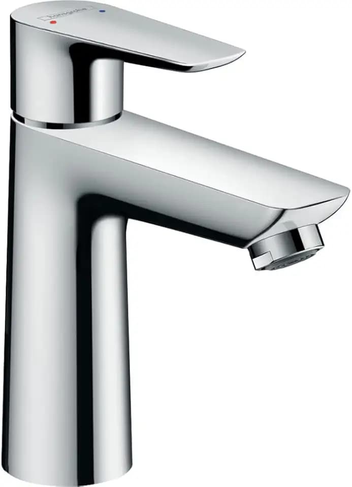 hansgrohe Waschtischarmatur Talis E, Wasserhahn Bad mit Auslauf Höhe 110 mm, mit Zugstange, Badarmatur wassersparend, Chrom