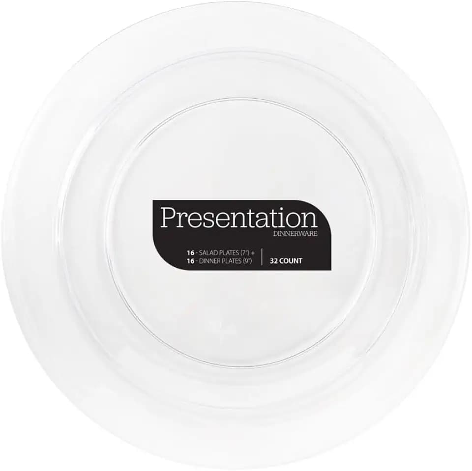 Presentation Plates Clear 7"+9" Combo - Case of 128 (4 packs x 32)