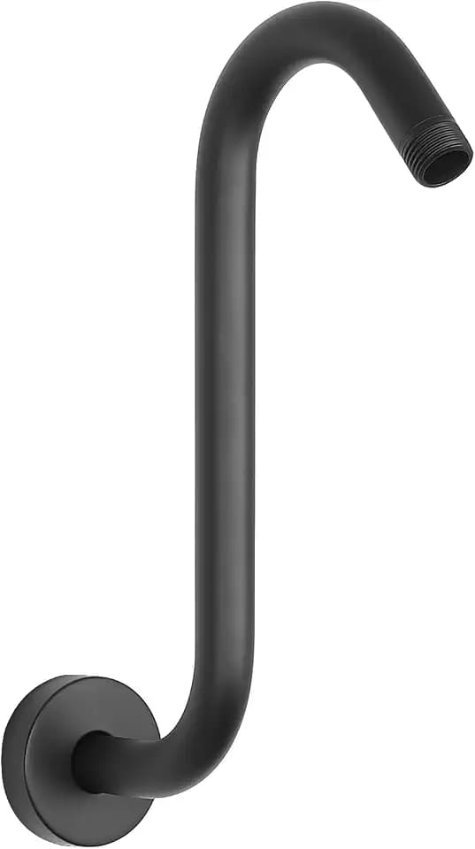 S Shaped Shower Arm, High Rise Shower Head Extension Pipe Standard 1/2" Connection with Flange, Awesome Shower Experience-Stainless Steel Bathroom Accessory(10 Inch S Shape, Matte Black)
