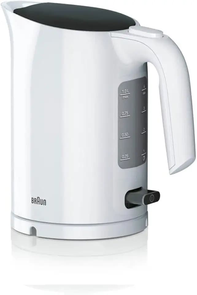 Braun WK 3000 WH Wasserkocher | Füllmenge 1,0 l | 2.200 Watt | Schnellkochsystem | Herausnehmbarer Anti-Kalk-Filter | Große Wasserstandsanzeige | BPA Frei | Weiß