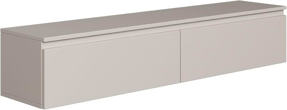 Selsey Hängeboard Bemmi 28,4x150x31,8 cm, Minimalistisches TV Lowboard, Greige, Hochwertige Spanplatte mit ABS-Kanten, Zwei Klappenfächer,Melaminbeschichtet, Ideal fürs Wohnzimmer