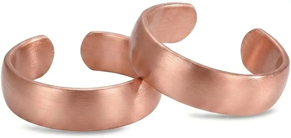 100% Pure Copper Rings for Women & Men (Two-Pack) — Solid Raw Copper — Uncoated Handmade Adjustable Open-End Tibetan Style Rings
