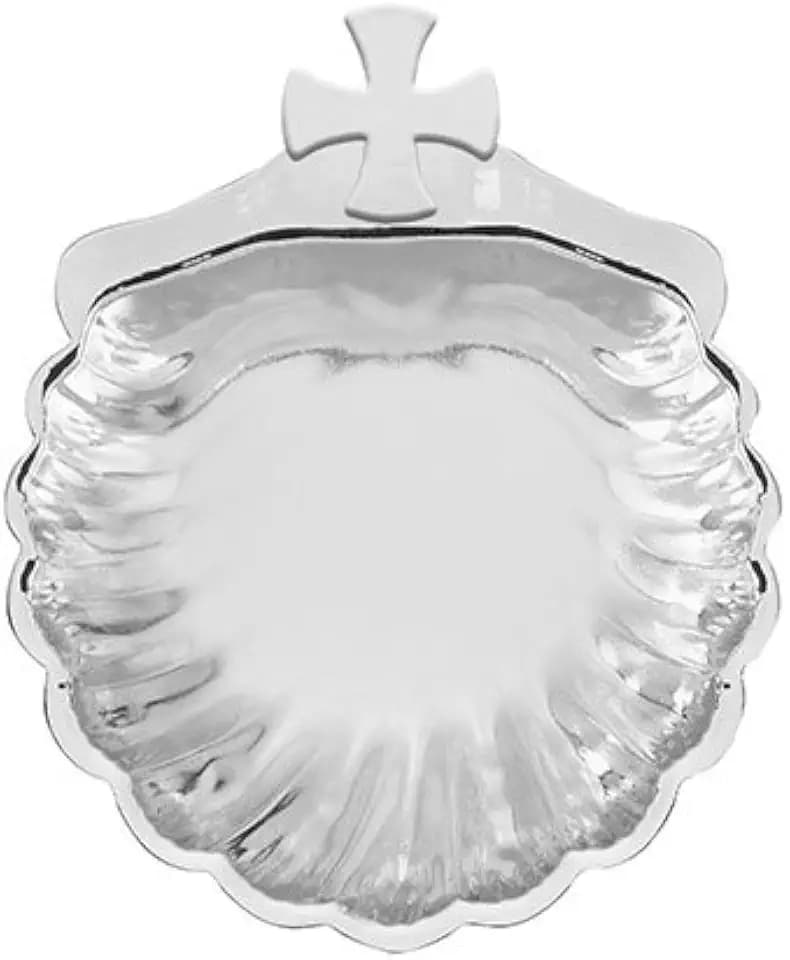 Baptism Gift Engravable Rhodium Plated Gift-Boxed Silver Shell, 5" x 3.75"