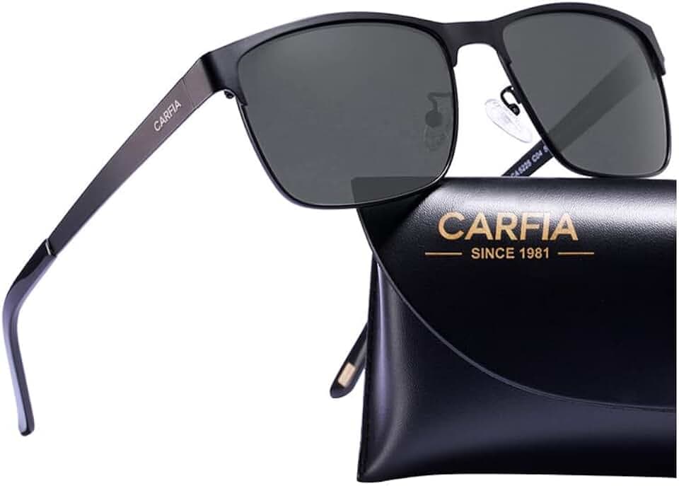 CARFIA Polarisierte Herren Sonnenbrille Metallrahmen UV 400 Fahrerbrille