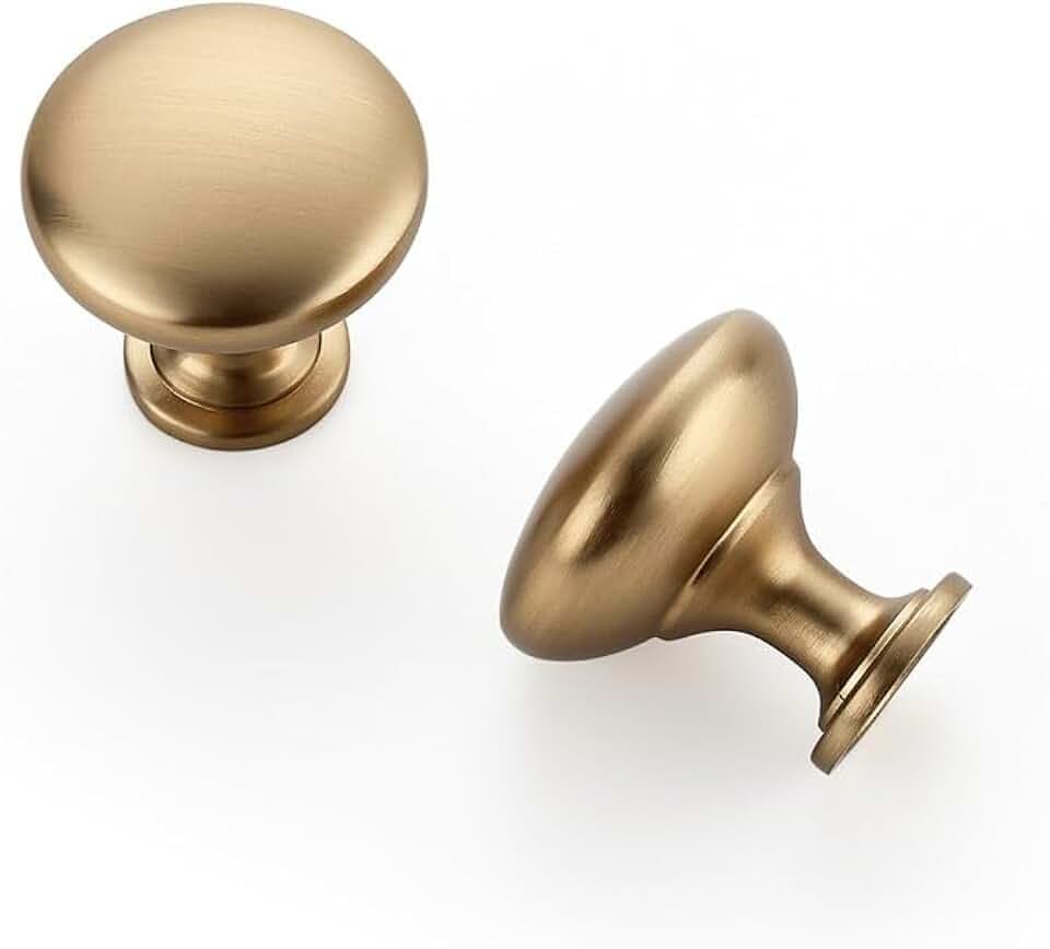 HOME EDIT Champagne Bronze Cabinet Knobs Zinc Pulls Round-2 Style, 10 Pack