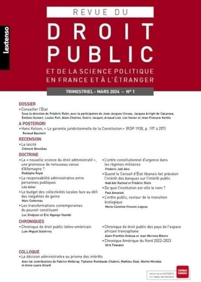 Revue du droit public et de la science politique en France et à l'étranger N°1-2024
