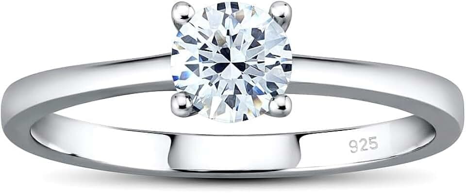 SILVEGO Verlobungsring MADISON 925 Sterling Silber rhodiniert mit Swarovski Zirconia, nickelfreier und hypoallergener Solitärring hochwertige Qualität