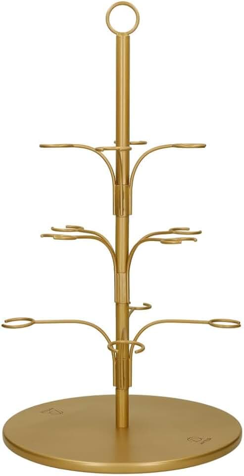 Artesà Servierbaum für Cocktails und Knabbereien aus Edelstahl, 34 x 34 x 54 cm, in Geschenkverpackung, Shwarz, Gold