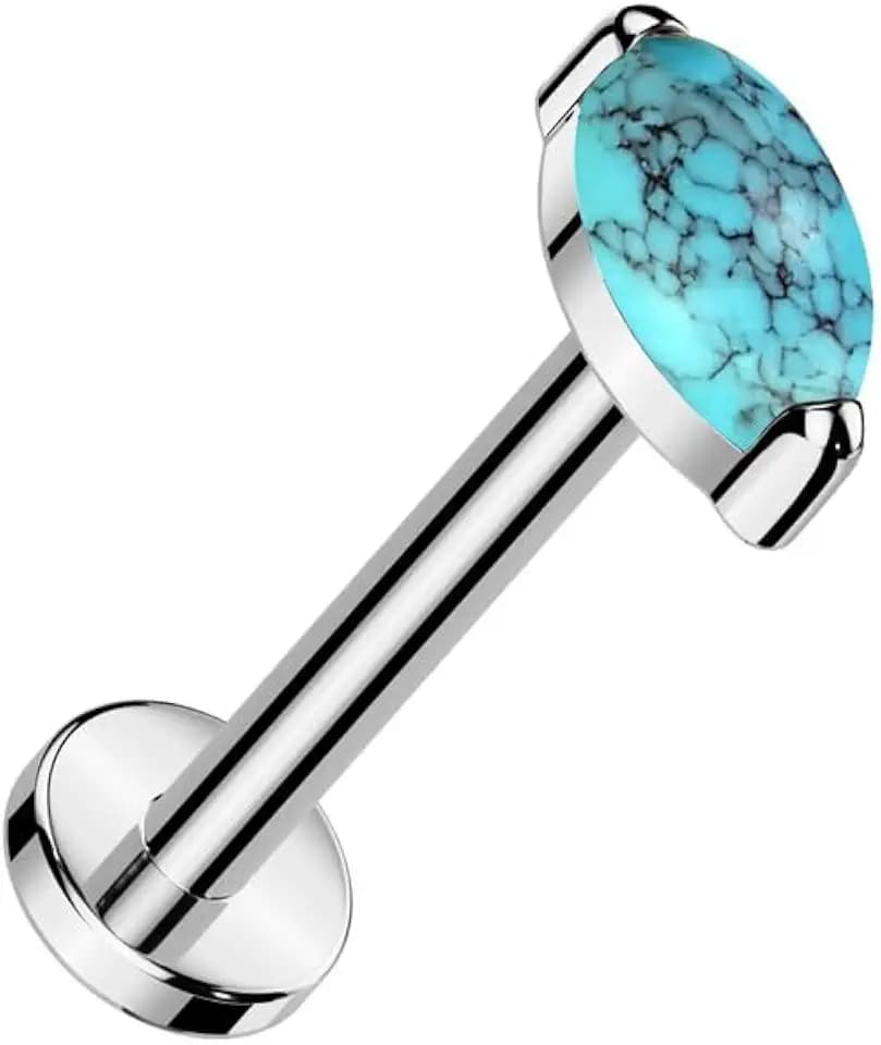 Pierced Owl 18GA Titanium Threadless Marquise Stone Flat Back Stud