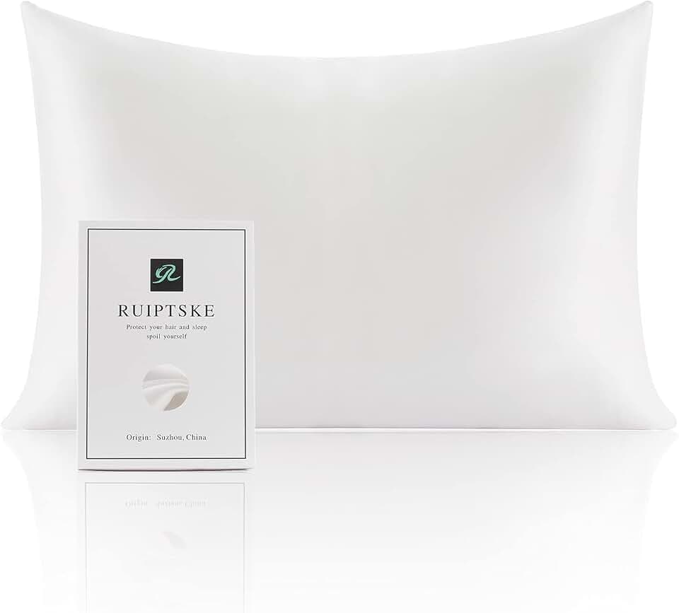 Kissenbezug aus Naturseide, hypoallergen, 22 Momme, 100% Seide, 600 Fäden, mit verdecktem Reißverschluss (White, 50x90cm)