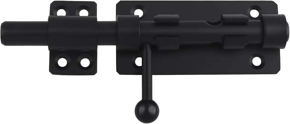 Barrel Bolt Latch, 6.3" Heavy Duty Gate Latch Slide Lock Solid 304 Stainless Steel Bolt Lock for Inside Door, Finished Shed Door Latch (2 Pack, Black)