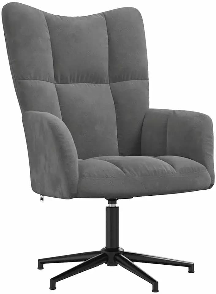 vidaXL Relaxsessel, Sessel Drehbar mit Stahlgestell, Relaxstuhl Polsterstuhl mit Armlehne, Fernsehsessel Polstersessel Wohnzimmer, Modern, Dunkelgrau Samt
