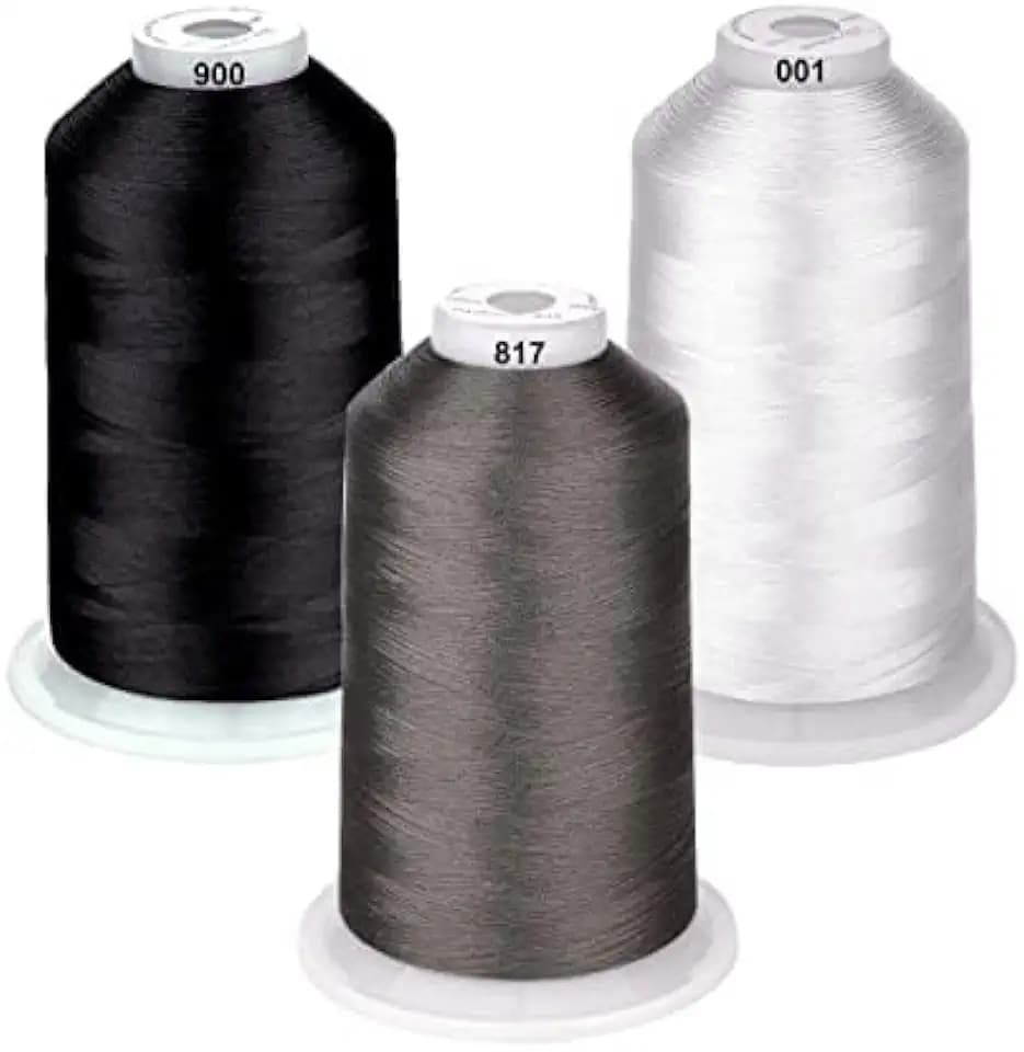 Simthread - 26 Auswahlen – SortiertFarben Packungen von Polyester grau Stickmaschinengarn Riesige Spule 5500Y für Allzweck-Stickmaschinen – Essential Color 3