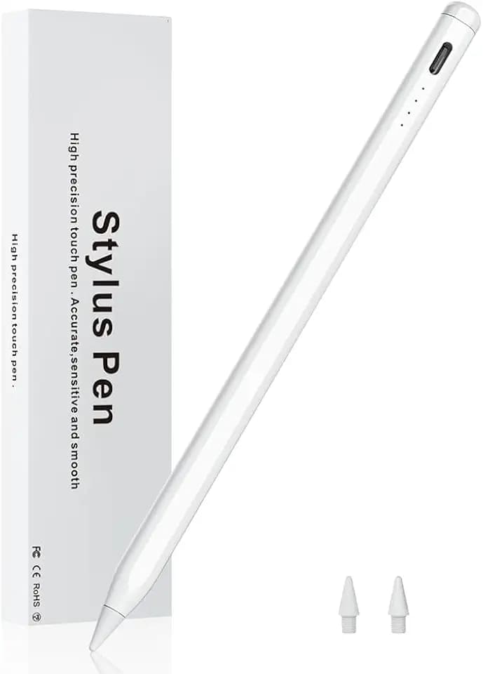Stylus Pen for iPad with Palm Rejection, USB-C Fast Charge, Tilt Sensitivity Active Pencil Compatible with (2018-2025) Apple iPad Pro 11"/12.9", iPad Air 3/4/5, iPad 10/9/8/7/6, iPad mini 5/6 - White