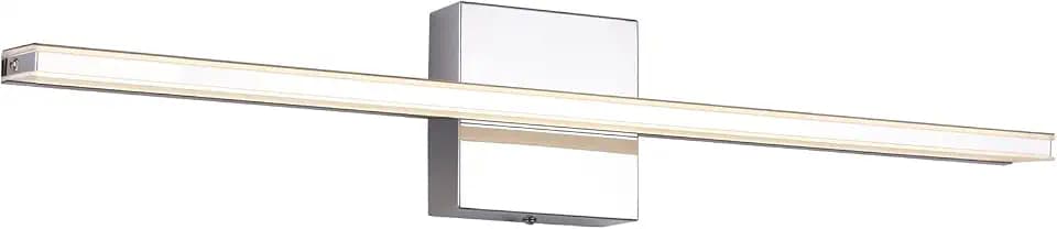 Chrome Bathroom Light Fixtures 24 Inch Bath Wall Lighting IP44 14W Vanity Lamp Bar Modern LED Lights for Vanity Rectangle Bathroom Lamps Over Mirror Acrylic Restroom Sink Light