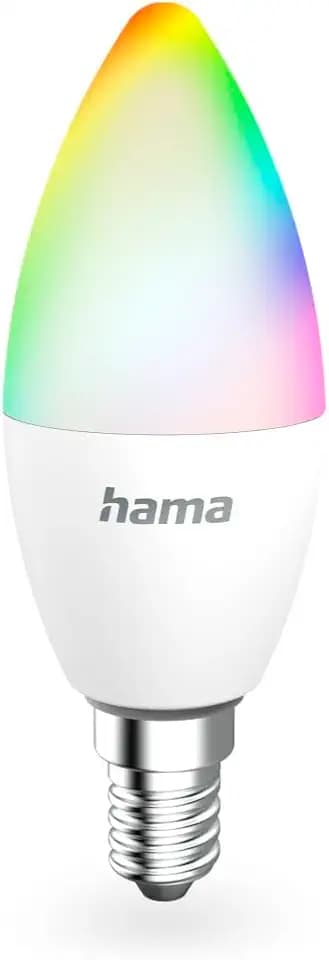 Hama smarte Glühbirne E14 (4,9W, smarte Lampe RGB und weiß, Kerzenform, dimmbare WLAN Lampe, Matter kompatibel für z.B. Alexa, Google Assistant, Apple Home, Smart Things)