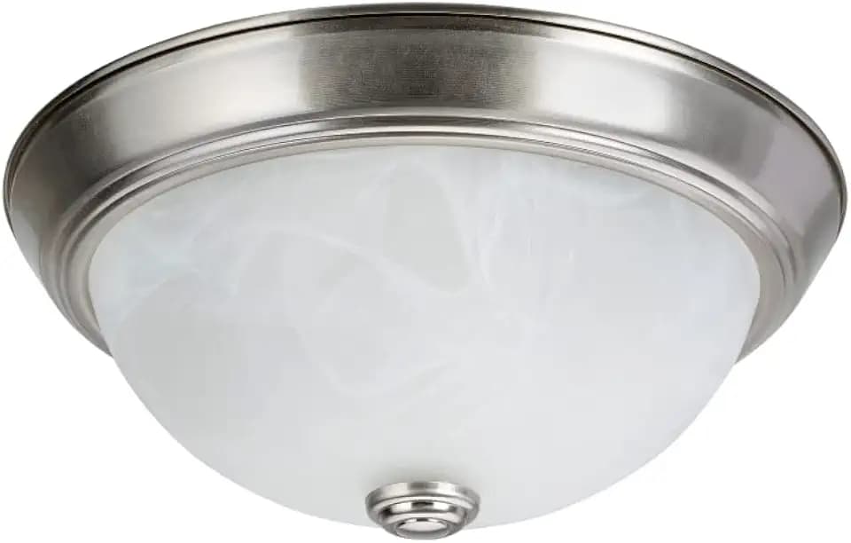 Aspen Creative 63013-1A Two-Light Flush Mount in Brushed Nickel with White Alabaster Glass Shade, 11" Diameter
