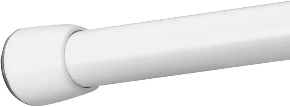 iDesign Duschvorhangstange, kurze Teleskopstange aus Edelstahl, ausziehbare Duschvorhangstange ohne Bohren für Dusche und Badewanne, weiß, 66 - 107 cm