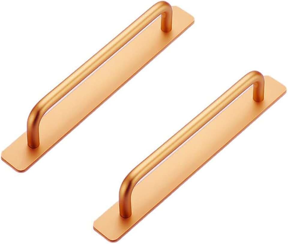 Selbstklebender Griff Schrankgriffe Aluminium Griffe für Kleiderschrank Schlafzimmer Badezimmer Edelstahl Küchengriffe für Küchenschränke Möbelgriffe Küchengriffe 2 Stück(170mm, Rose Gold)