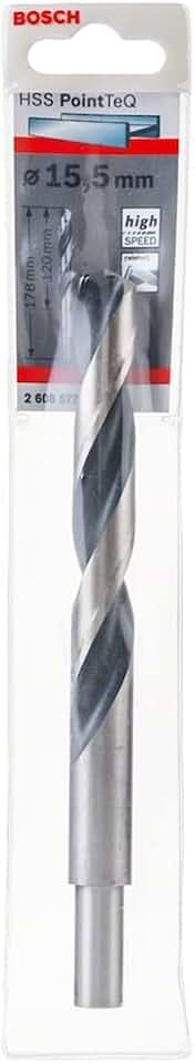 Bosch Professional 1x HSS Spiralbohrer PointTeQ (für Metall, reduzierter Schaft, 15,5 x 120 x 178 mm, Zubehör Bohrschrauber)