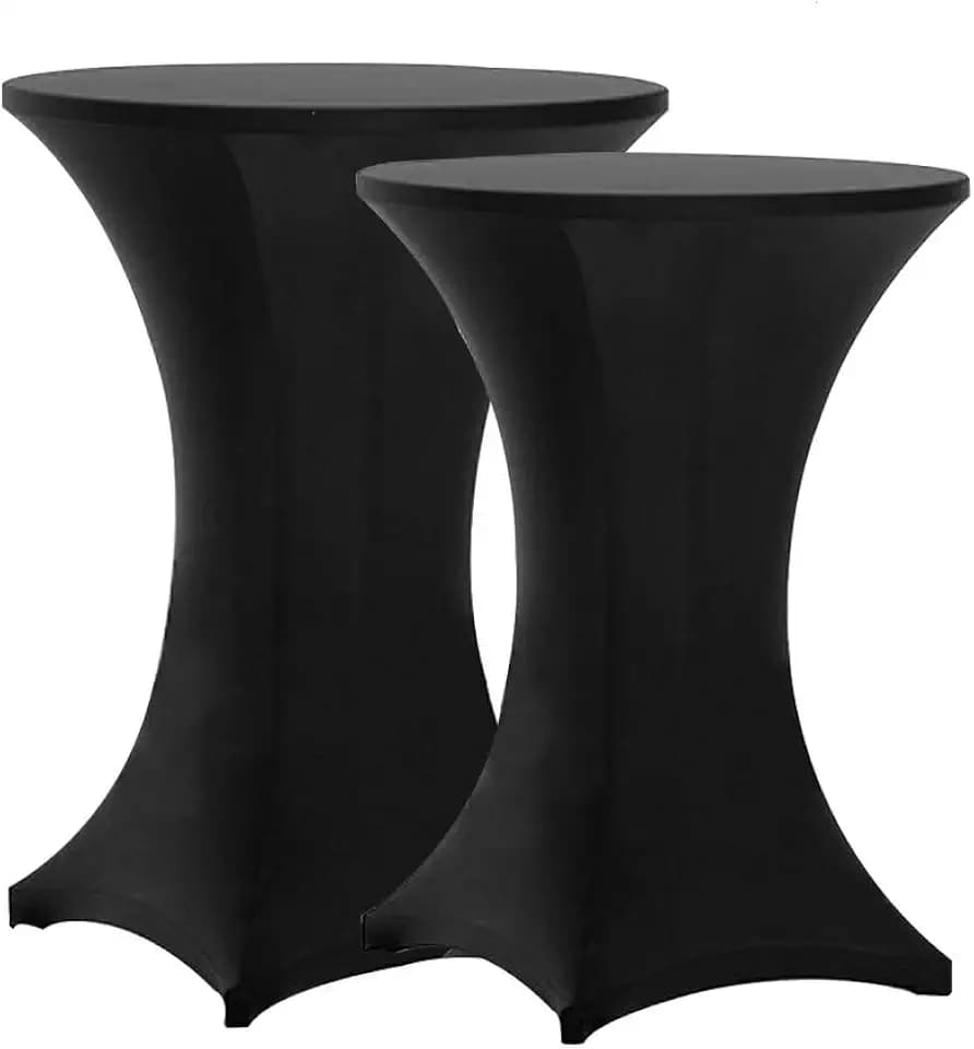Tina's Cocktail Table Covers Black, High Top Table Cloths 2 Pack 30x42 Inch